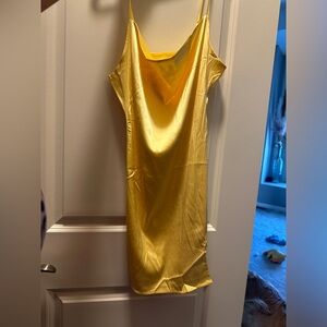 Yellow cowl neck dress